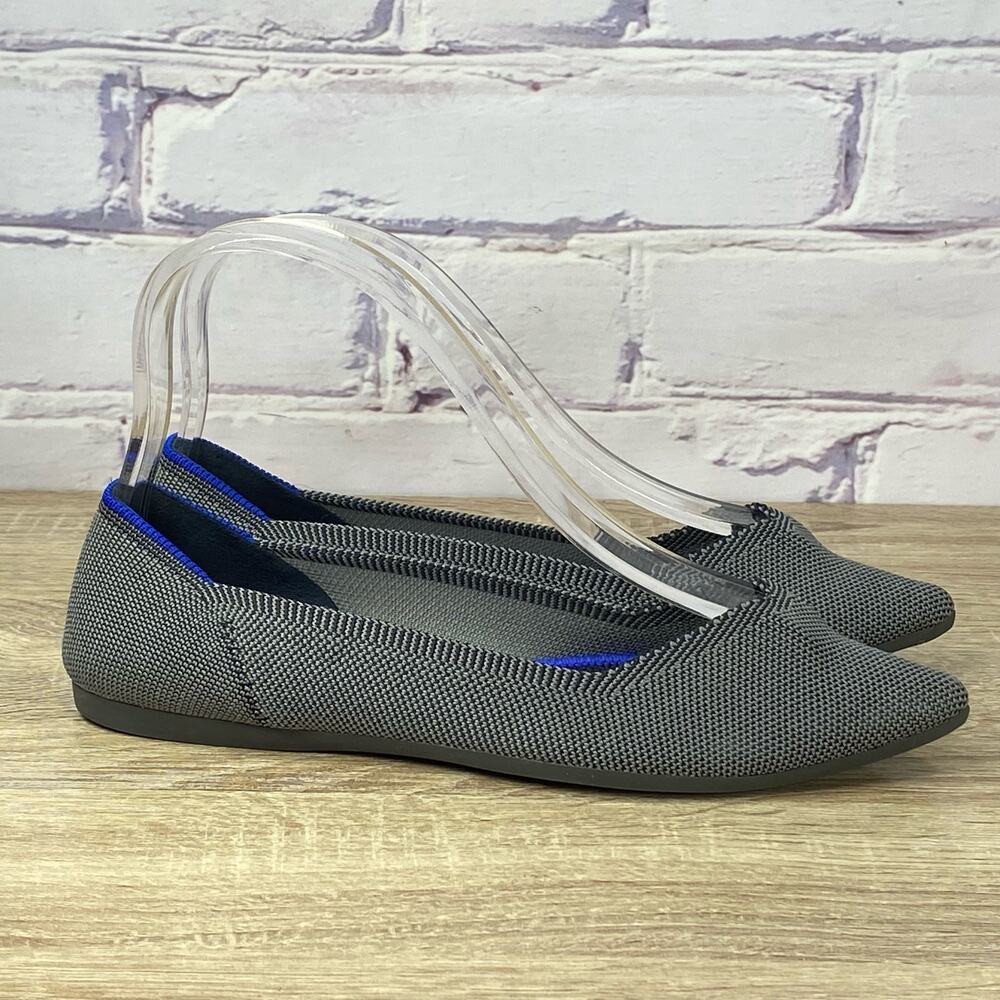 Rothy's The Point Gray Flats Women's 7 Knit Pointed Toe Grey Slip On